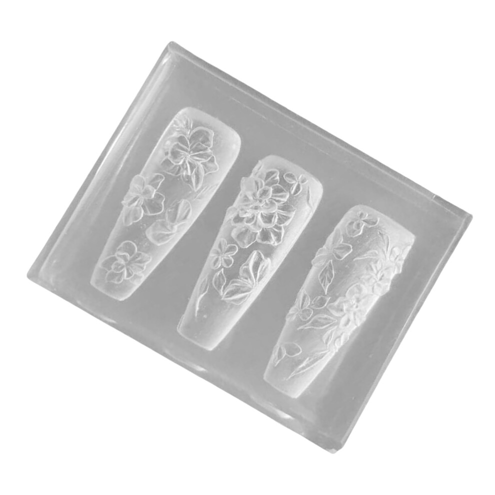 Nail Art Stamp Mold Easy Release Silicone Embossed Flower Design Reusable Manicure Tool