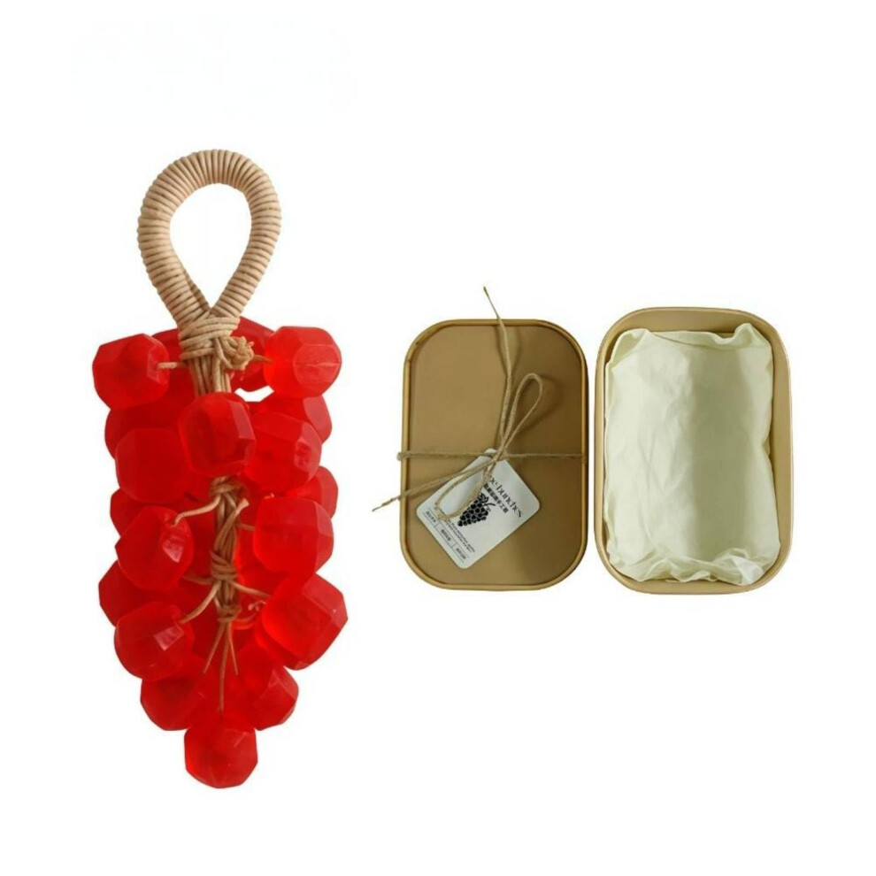 Soap on a Rope Rose Scented Handmade Decorative Grape Design, Moisturizing Body and Hand Cleanser