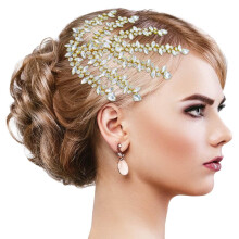 Gold Rhinestone Bridal Hair Comb with Elegant Sparkle, Adjustable Wedding Hair Accessories