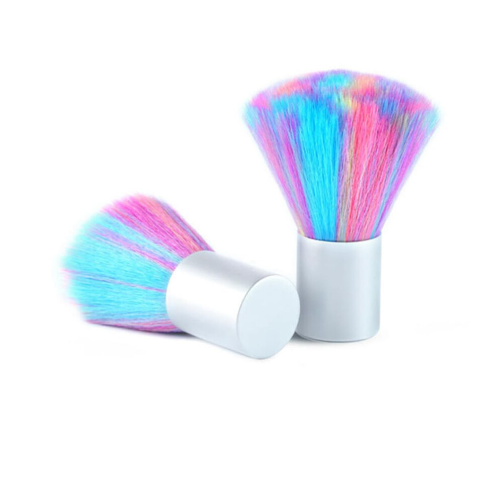 Nail Dust Brush Set with Soft Rainbow Bristles for Quick Manicure and Makeup Cleaning