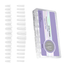 Clear Oval Nail Extension Forms for Gel and Acrylic, Transparent ABS Tips with Dog Ladder Design