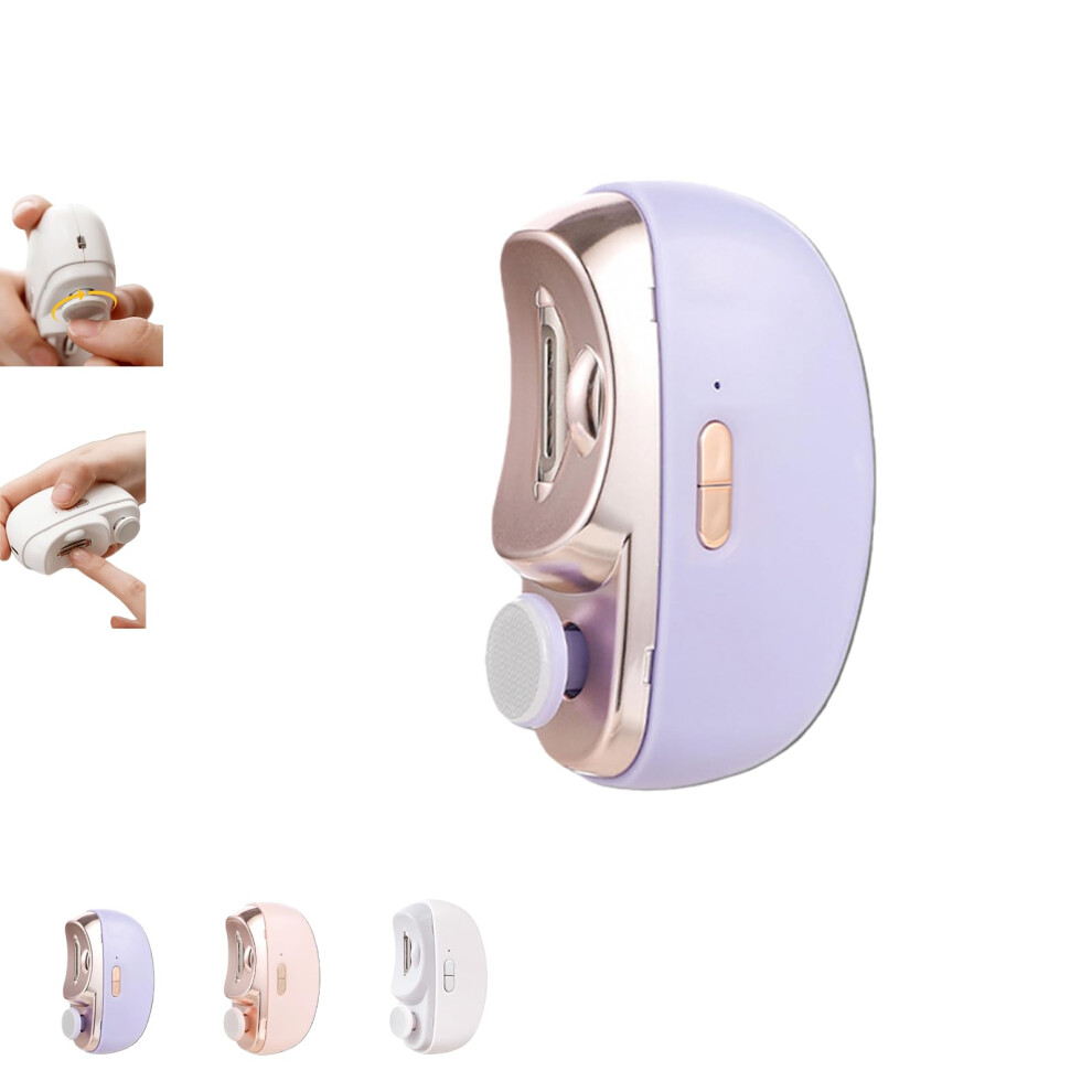 Electric Nail Clipper for Seniors Rechargeable Toenail Trimmer with LED Light and Dual Filing Purple