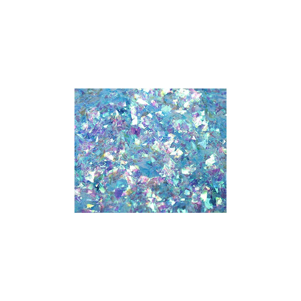 Light/Blue Iridescent Nail Art Glitter Flakes With Holographic Rainbow Sparkle, 4Oz