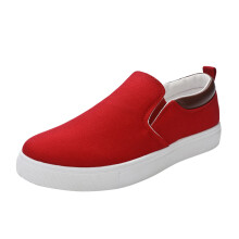 Men's Slip On Canvas Sneakers Lightweight Breathable Low Casual Loafers Driving Shoes Red 9 UK