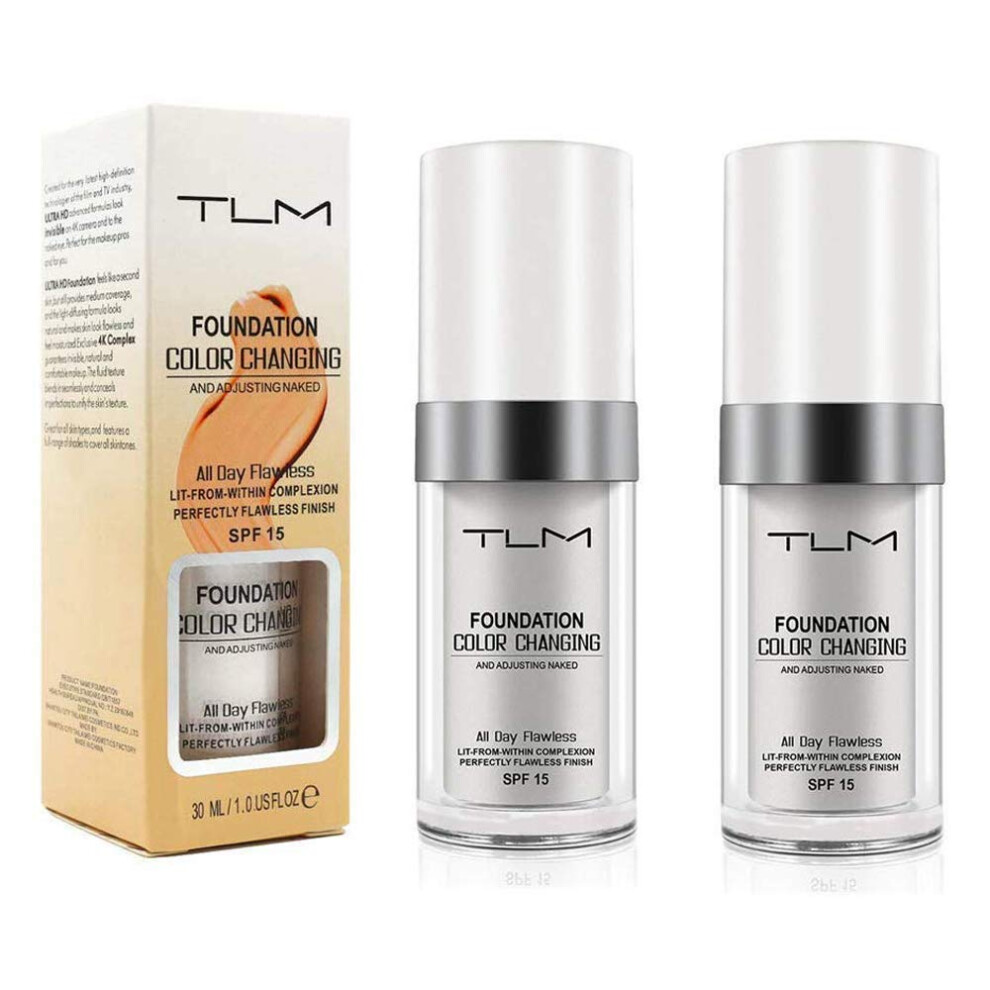 2 Pack Warm Nude Foundation and Concealer, Moisturizing Liquid Formula with Buildable Coverage