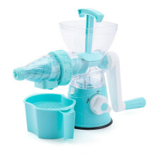 ckepdyeh Manual Juicer Silicone Suction Bottom Hand-Cranked Juicer Easy Storage Portable Manual Squeeze Juice Squeezer Blue