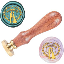 0.98" Wood Wax Seal Stamp, Compatible with Wedding Invitations, Envelopes, Wine Packages, DIY Crafts, Removable Vintage Brass Seal with Wood Handle