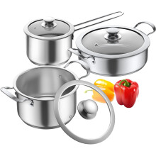 6-Piece Stainless Steel Nonstick Cookware Set, Compatible with Induction, Electric & Gas Cooktops, Dishwasher Safe