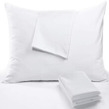 4 Pack Pillow Protectors Standard 20x26 Inches Lab Certified Ultra Treated 100% Cotton Non Crinkle Quiet Breathable Zipper Covers Cases White
