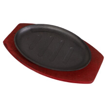 Eease Cast Iron Fajita Set Steak Plate Teppanyaki Pan BBQ Grilling Pan