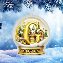 FloHua 26 Letter Yellow Crystal Ball Acrylic Ornaments, Compatible with Christmas Tree & Car, Home Decor Gifts