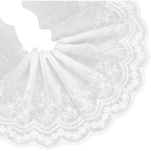 5 Yards 7.5" Wide White Cotton Eyelet Lace Trim, Vintage Floral Embroidery Ribbon for Sewing Crafts, Dresses, Skirts, Bags, Curtains & More