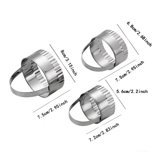 Stainless Steel Cookie Ring Baking Cake Printing 3 Piece Set Of Round Flat Pattern Cake Printing Tools Bakeware Set Kitchen Tools Set 2