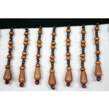 (7 cm) Brown Wooden Beaded Fringe Trim with Black Ribbon Sewing Notions Craft Supplies