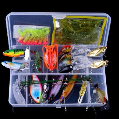 Kit com isca artificial wobbler, minnow misto e crankbait multicolorido.
