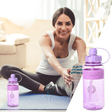 Uclet Glas- und Flaschenwasserflasche 1000 ml Sportflasche mit Strohhalm, großes Fassungsvermögen, PC Fitness-Trinkflasche für Outdoor-Aktivitäten