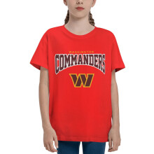 Camiseta de manga corta para niños y niñas de los Washington Commanders, con el logo del equipo de fútbol americano, ideal para aficionados al