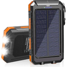 2024, Aurinkolatauslaite 20000mAh Vedenpitävä kannettava laturi, jossa kaksi 5V USB-porttia/LED-valo