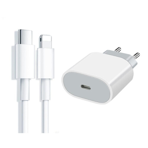 Chargeur rapide compatible avec iPhone - Adaptateur + câble 20 W USB-C 2 m
