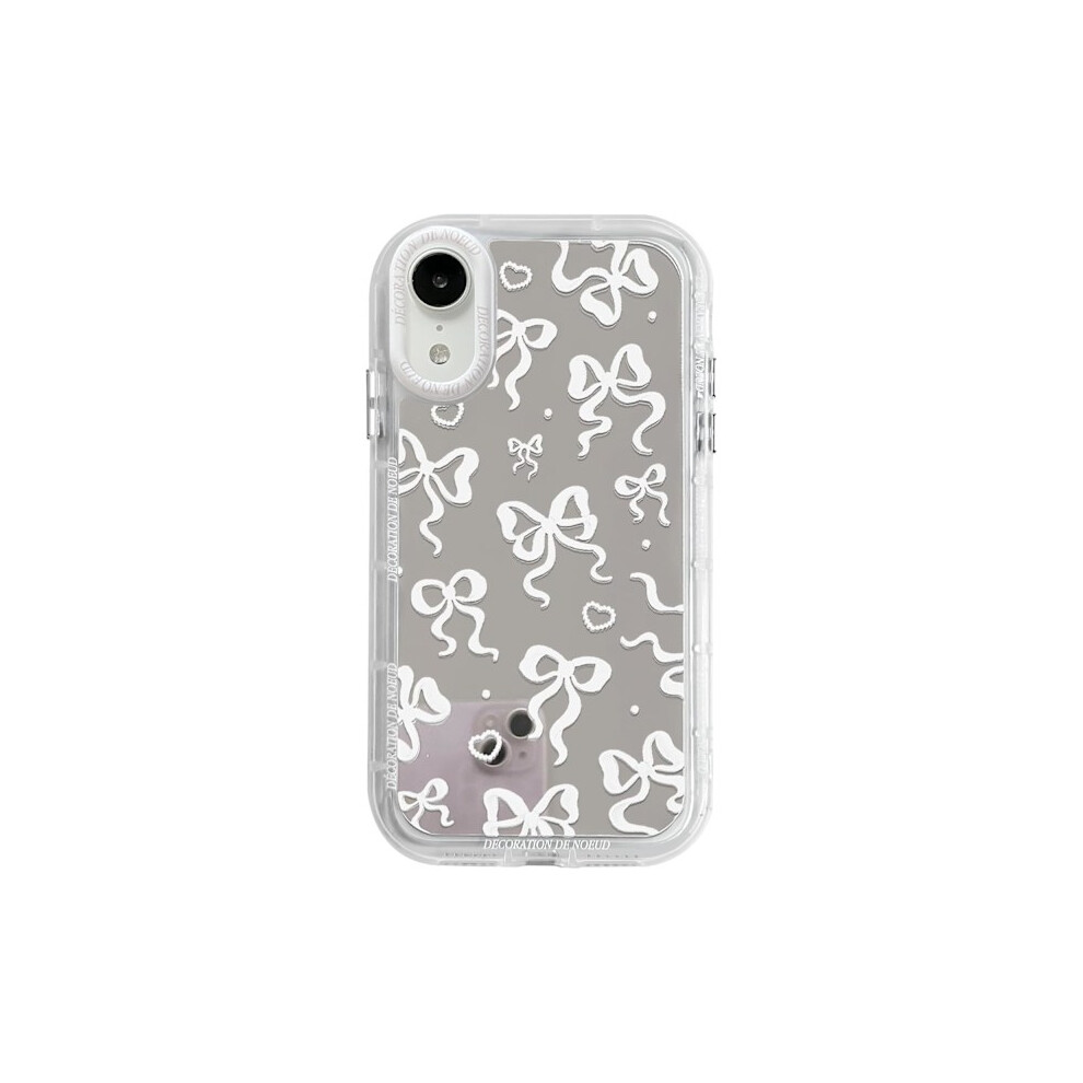 Compatible With Iphone Xr Case Cute Mirror Bowknot Love Heart Pattern Shockproof Protective Phone Case For Women Girls Ribbon Design 9173940860278