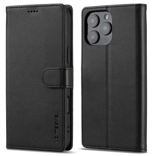 LC.IMEEKE Wallet Case compatibel met iPhone 16 Pro Zwart