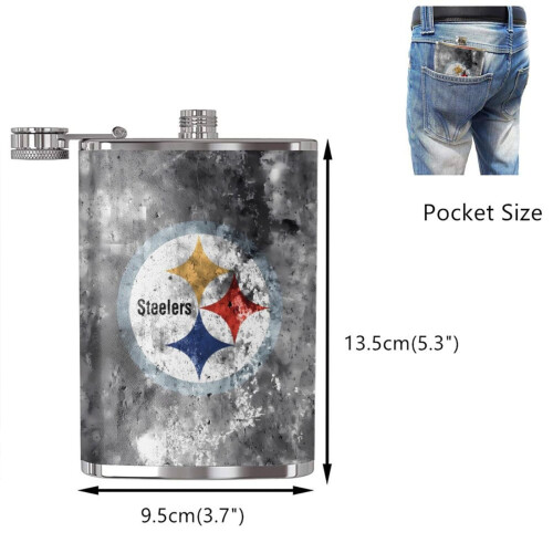 Steelers Fagon, Φιάλη ισχίου από ανοξείδωτο ατσάλι 8oz - Κατάλληλη για τρόφιμα, δερμάτινη 1
