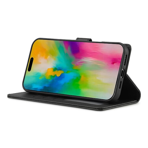 LC.IMEEKE Wallet Case compatibel met iPhone 16 Pro Zwart 2