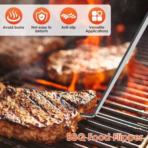 AEVXKHI BBQ Τροφίμων Flipper, Ανοξείδωτος Γάντζος Κρέατος, Ανθεκτικό στη Θερμότητα 1