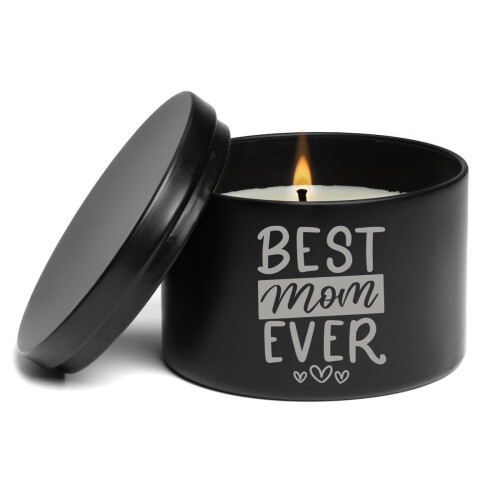 Duftlys Gave 8oz med låg Bedste mor nogensinde Script til mor mor (Citrus - Sort)