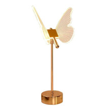 Lampada da tavolo a forma di farfalla, ricaricabile tramite USB, in stile nordico, con luci notturne di lusso per soggiorno, scrivania e camera da