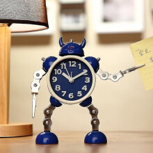 Wecker für Kinder und Jungen, Roboterwecker, analoger Wecker für Kinder, lautloser Wecker für Jungen und Mädchen (blau)