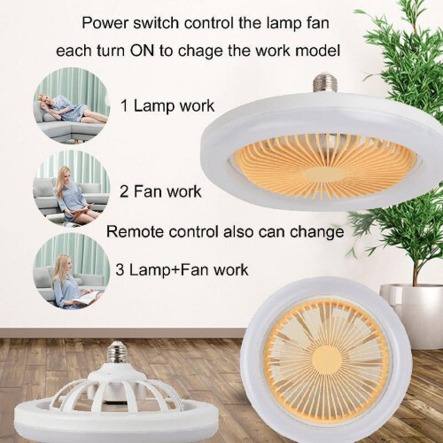 Ventilatore da soffitto Hesitone da 10,23” bianco con LED integrati e telecomando. 2