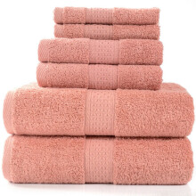 WSYW Luxus-Baumwoll-Badetuchset, 6-teilig, saugfähig, weich, inklusive Hand- und Waschlappen, Rosa