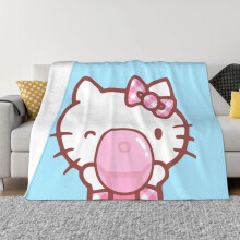 Deka Hello Kitty, flanelová flísová deka, super mäkká, útulná, teplá, plyšová posteľná bielizeň na pohovku, obývačku, spálňu -