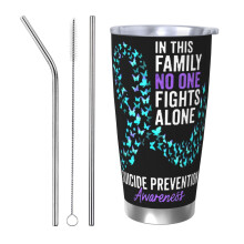 Tazza termica da viaggio in acciaio inox da 20 oz per il mese della prevenzione del suicidio, con coperchio.