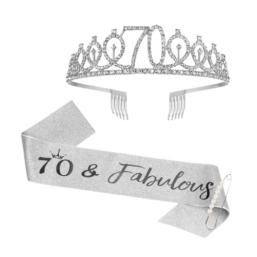 Begine Spilla Perla Compleanno Tracolla Corona Set da 3 Pezzi Argento SL6,Appende,Neon