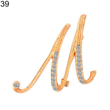 Yesbay1Pc Rhinestone Engelsk Bokstaver Alfabet AZ Brosje Nål Ornament-Gull