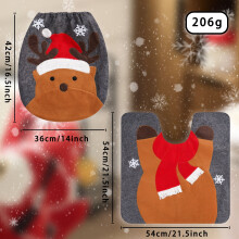 Kerst toiletbrilhoes en -mat set, 2-delig, feestelijk ontwerp met kerstman, rendieren en sneeuwpop, stof, niet-elektrisch, geschikt voor standaard