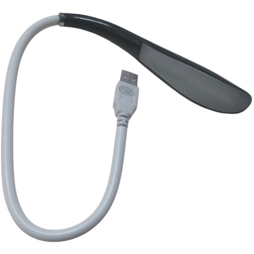 Luminária preta flexível com plugue USB