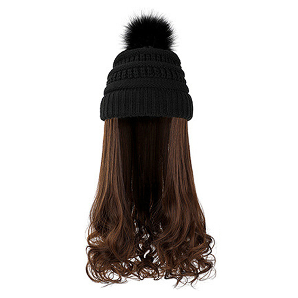 Eease 1 Set Long Wigs Wavy Wigs Party Wigs Winter Cap Warm Crochet Hat Knitted Hat