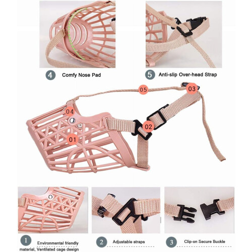 Basket Dog Muzzle for All Sizes, Cage Muzzle to Stop Biting & Chewing, Adjustable Strap for Vet, Grooming, Walking 1