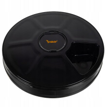 Automatic bird feeder with timer & bird chirping - 6 bowls Black