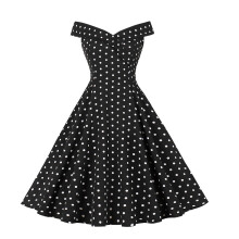 OAVQHLG3B V-Neck Polka Dot Swing Womens Dresses Sleeveless Pleated Mini Summer Dress Casual Cocktail Dress Vestidos Vestir