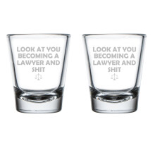 Set of 2 Shot Glasses 1.75oz Shot Glass New Lawyer Graduation Law School Student