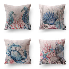 Phantoscope Ocean Series Decorative Throw Pillow, 18" x 18", Pink Marine Animals, 4 Pack