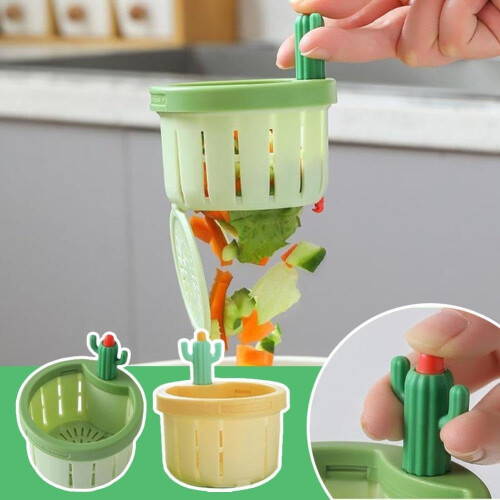 2PCS Cactus Kitchen Sink Drain Strainer, Self-Cleaning Press Automatic Dumping Basket, Lifting Filter Net, compatible with standard sinks 1