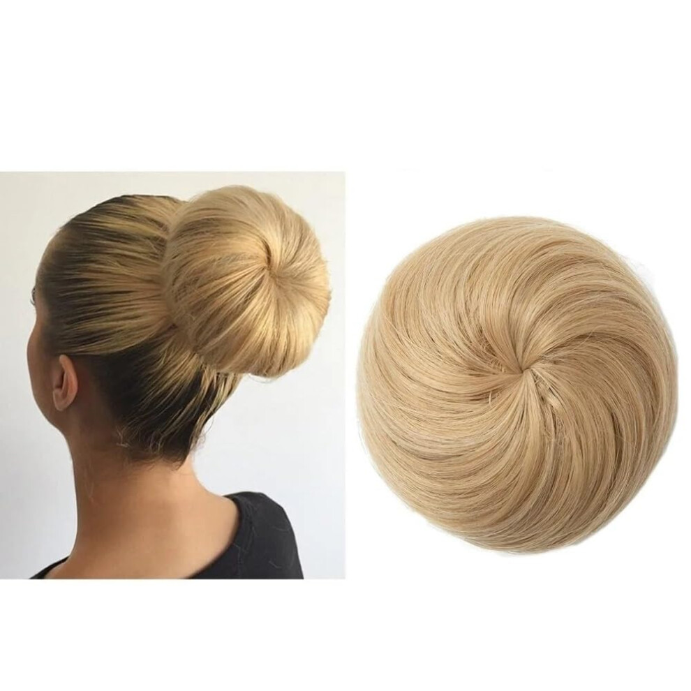 Synthetic Hair Bun Extension Light Honey Blonde Donut Chignon Messy Bun Hair Piece for Women
