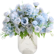 Artificial Flowers, Fake Peony Silk Peonies for Decoration Blue Faux Flower Arrangements for Easter Spring Home Decor Wedding Party (Light Blue)