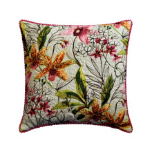 Fodera per cuscino, multicolore e rosa, 40x40 cm, in cotone, trapuntata con motivo floreale, per divano, fantasia natura - Giglio tigrato