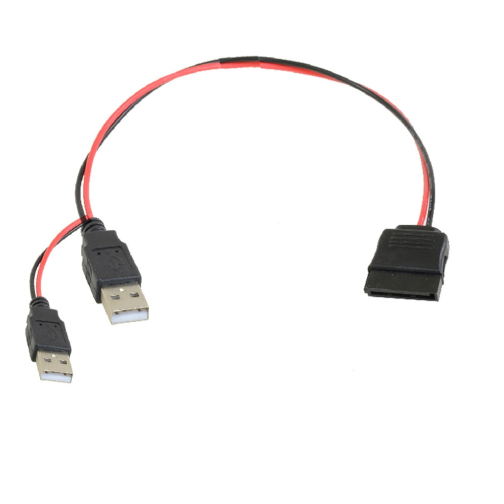 Susuchens Double Usb To Sata 15 Pin Adapter Cable Power Cord For 2.5 Sata Hard Disk Drive 9340258878633